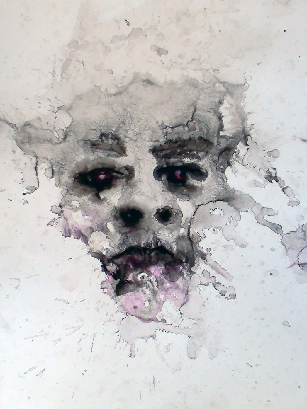 A dissolved and bleeding ink portrait.